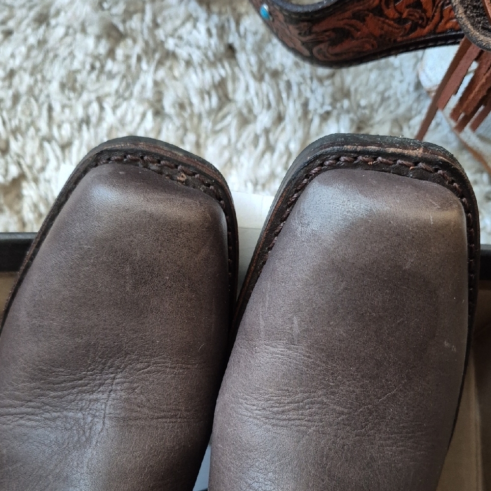 Frye Brown Leather Harness Combat Boots - Picture 3 of 10